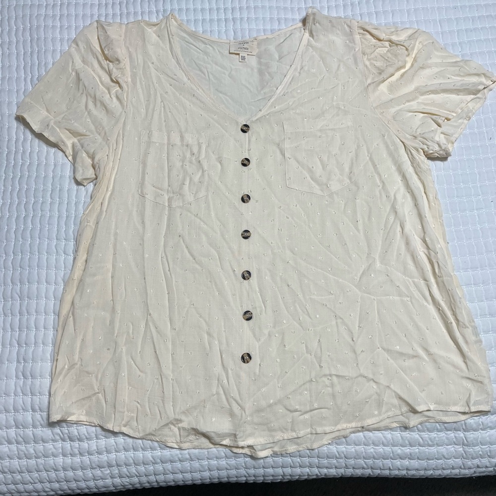 Boutique cream blouse with buttons down the front
